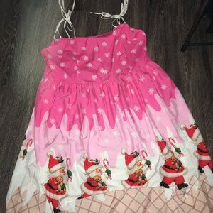 Pink Tie Straps Fun Christmas Dress XL New  Hal1